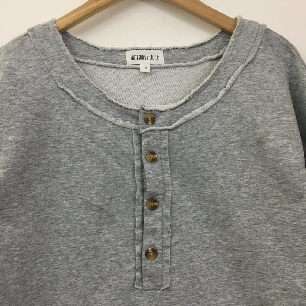 Whiteroom & Cactus Round Neck 1/2 Button Up Sweat Shirt Womens Size S Gray - Picture 4 of 14